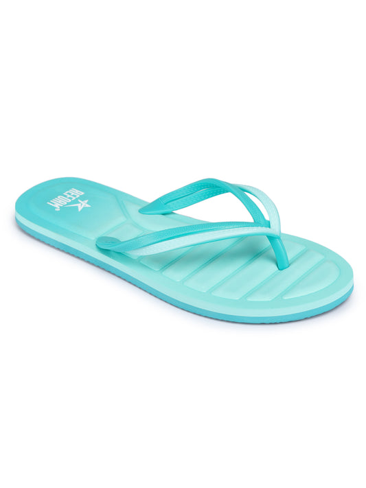 Sea Green Solid Rubber Slip On Casual Slippers For Women