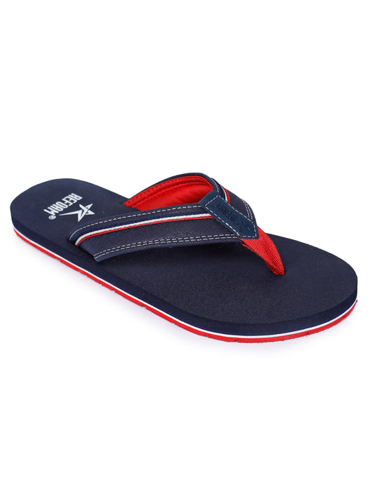 Blue Solid Rubber Slip On Casual Slippers For Men