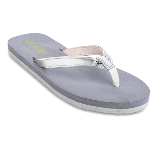 Grey Solid Textile Slip On Casual Slippers For Women