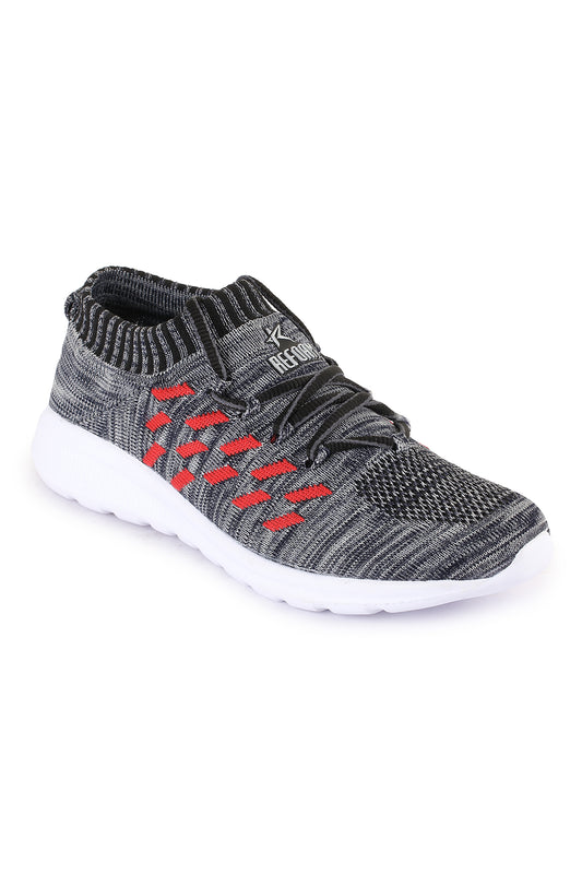 Grey Solid Mesh Slip On Running Sport Shoes For Men