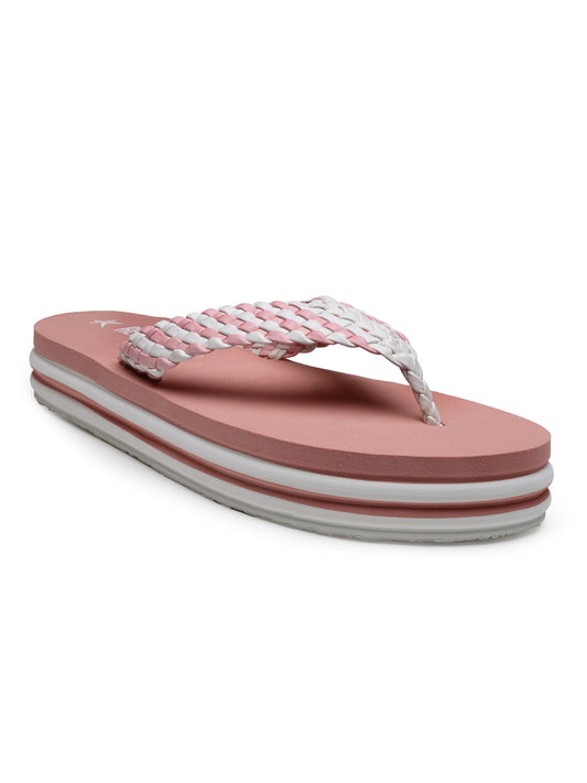 Pink Solid PU Leather Slip On Casual Slippers For Women