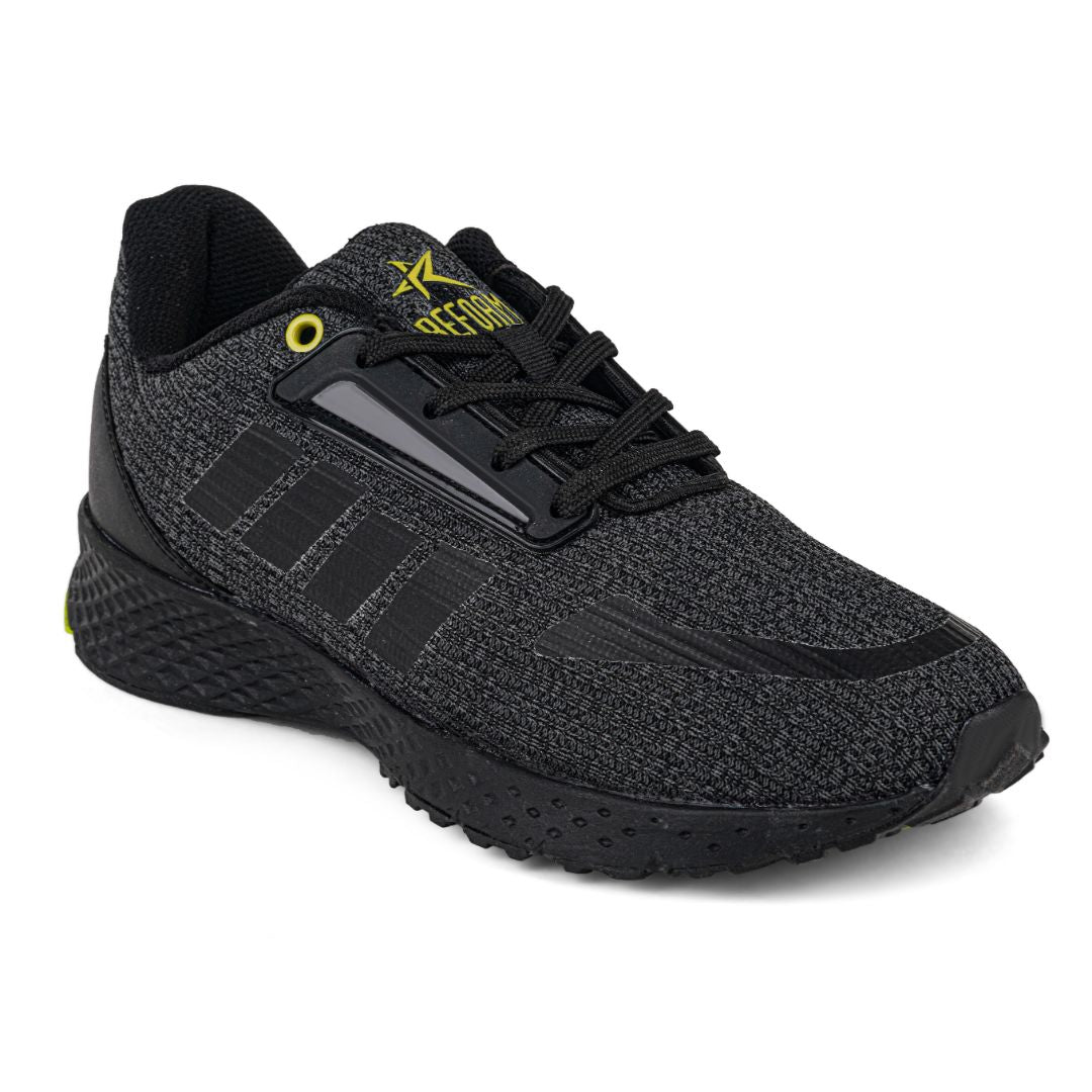 REFOAM Men\'s Black Textile Lace-Up Sport Running Shoes – Refoam