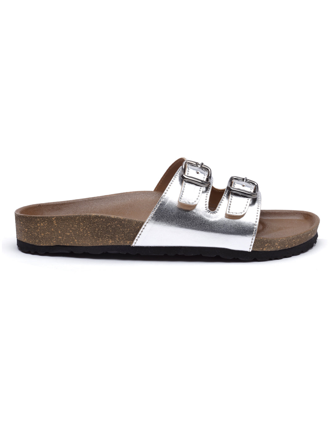 Women's Silver Synthetic Leather Casual Sandal