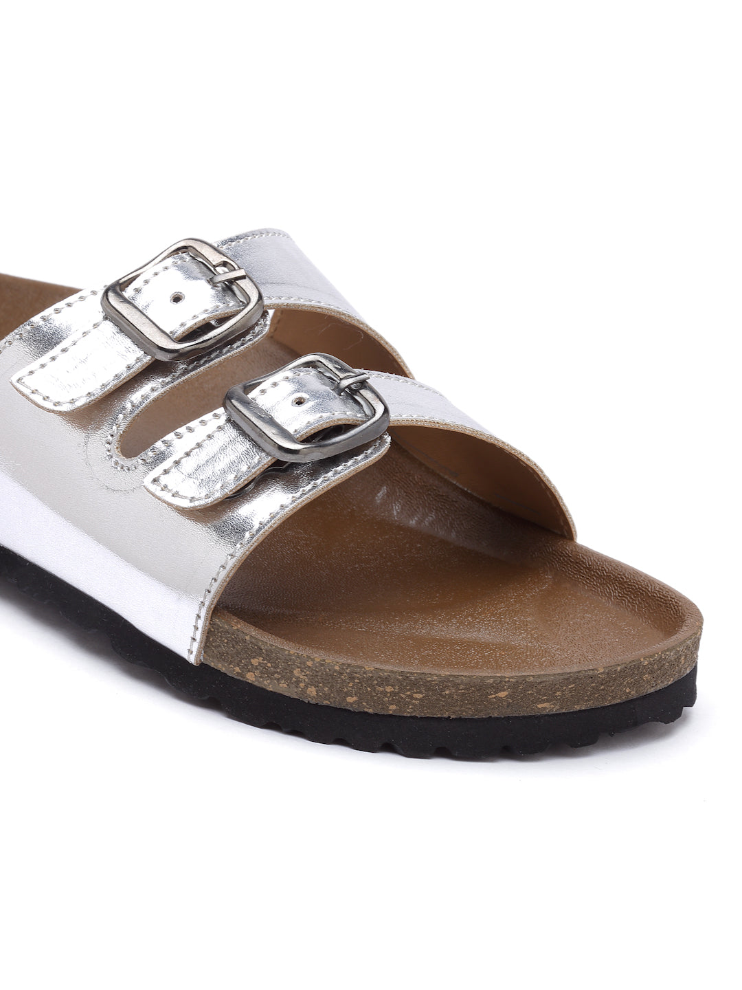 Women's Silver Synthetic Leather Casual Sandal