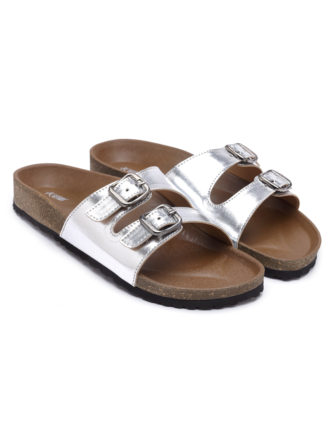 Women's Silver Synthetic Leather Casual Sandal