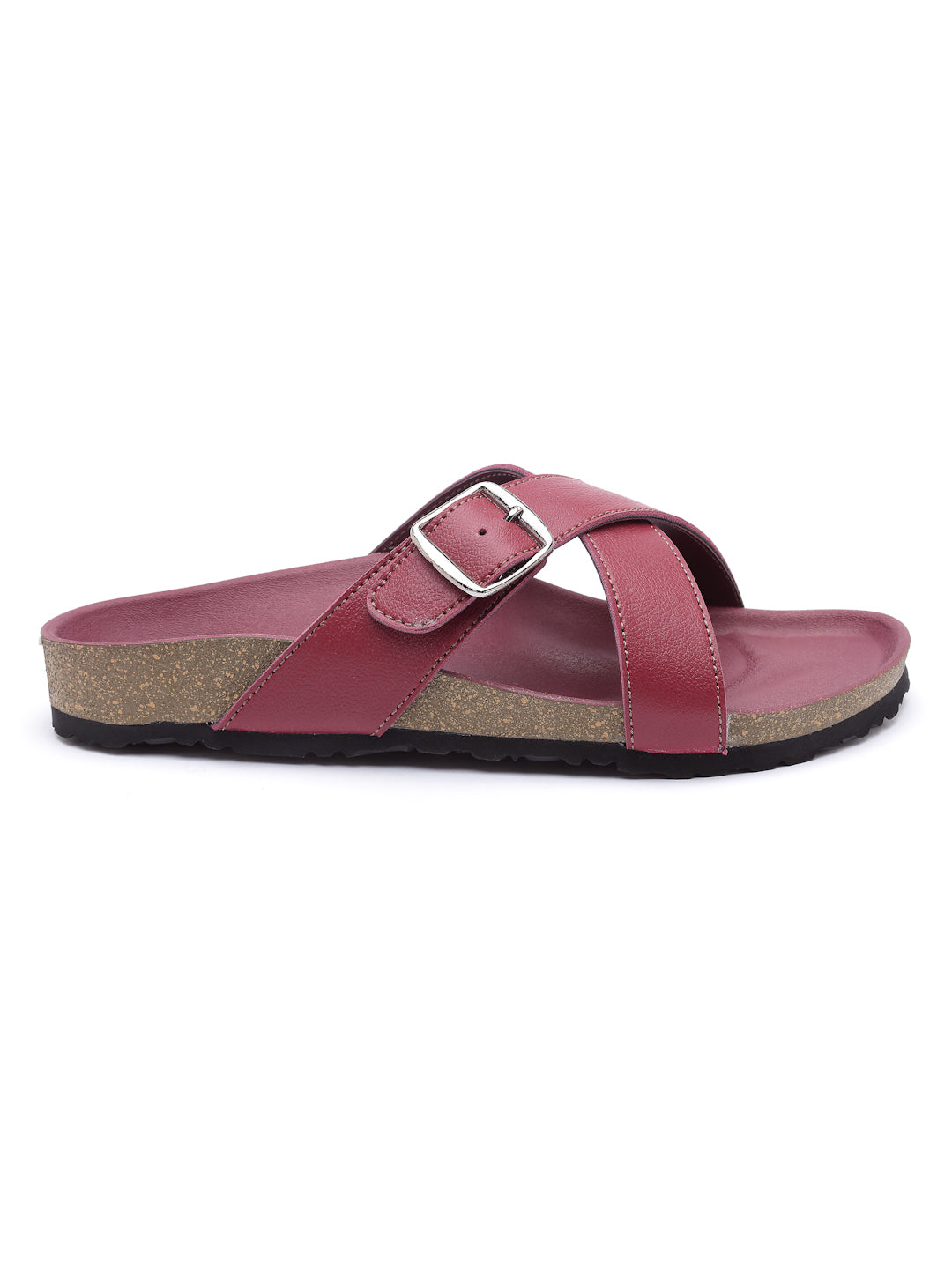 Women's Stylish Maroon Synthetic Leather Casual Sandal