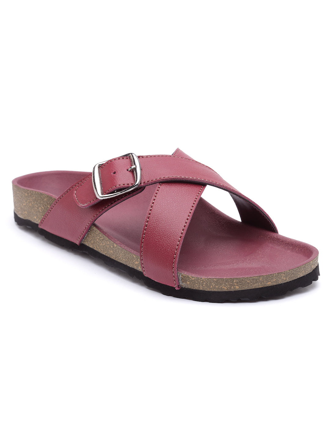 Women's Stylish Maroon Synthetic Leather Casual Sandal