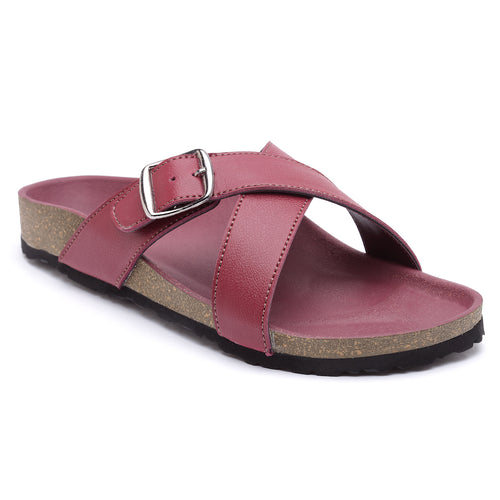 Load image into Gallery viewer, Women&#39;s Stylish Maroon Synthetic Leather Casual Sandal
