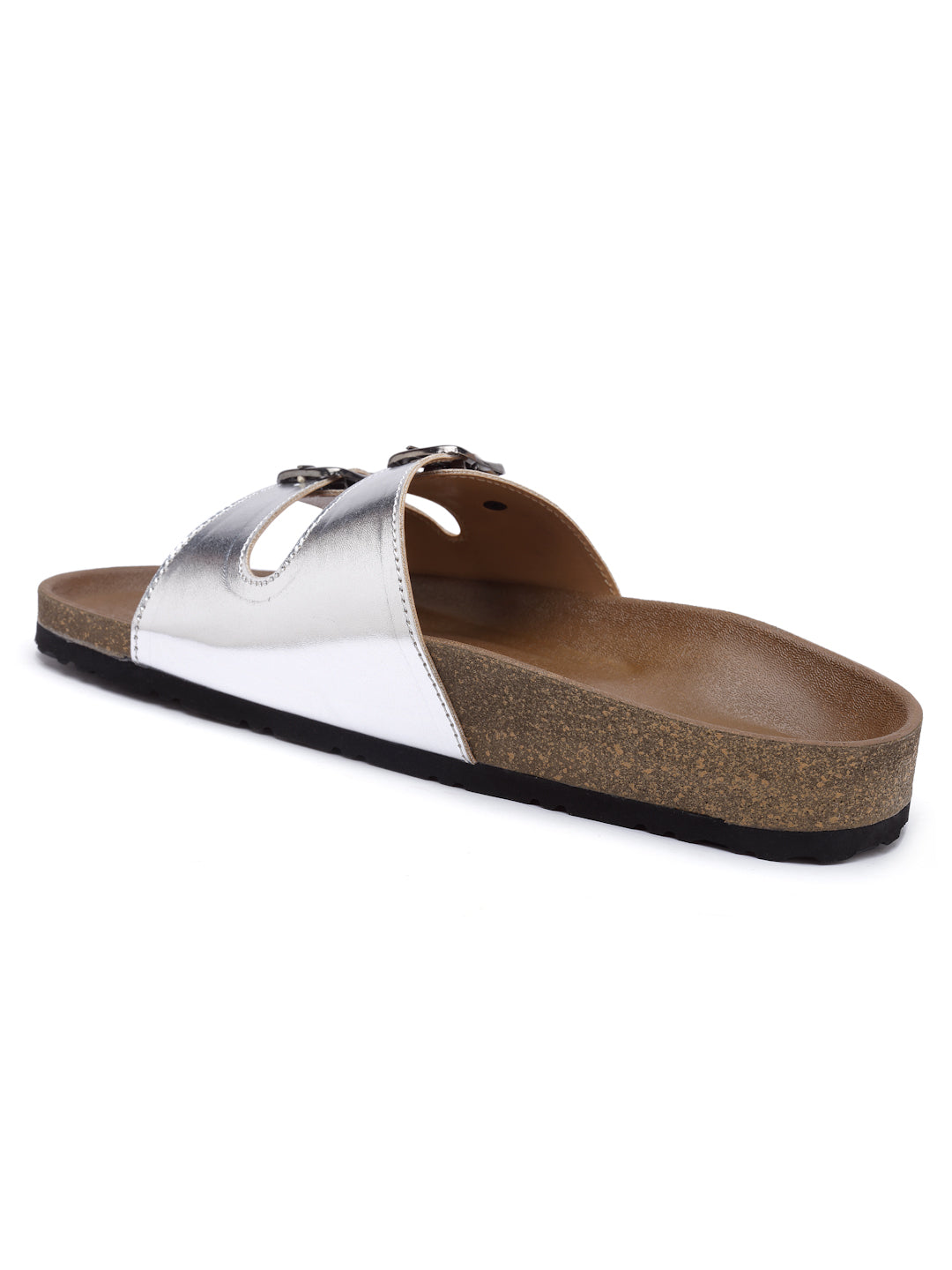 Women's Silver Synthetic Leather Casual Sandal