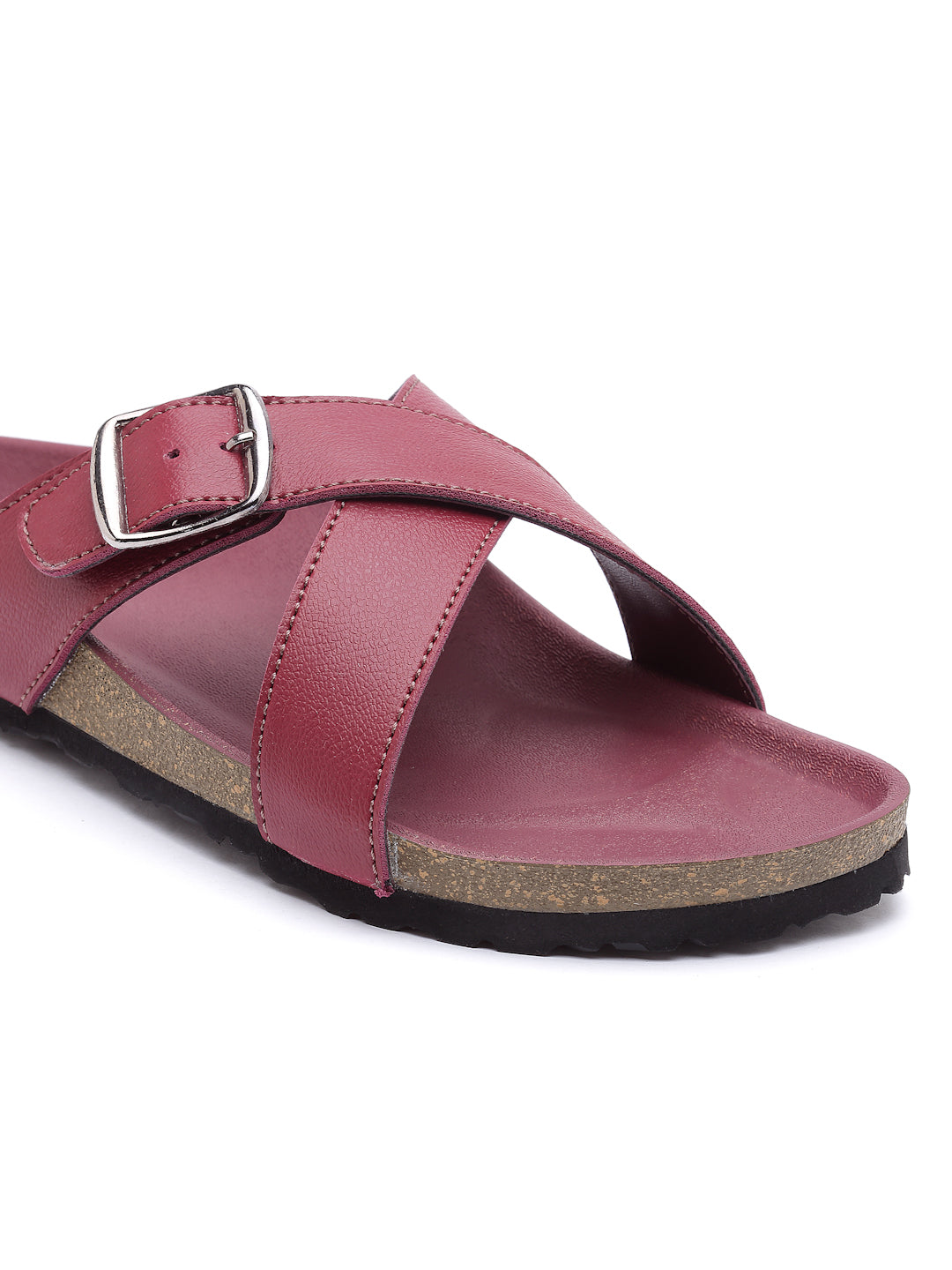 Women's Stylish Maroon Synthetic Leather Casual Sandal