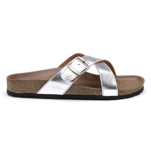 Load image into Gallery viewer, Women&#39;s Stylish Silver Synthetic Leather Casual Sandal
