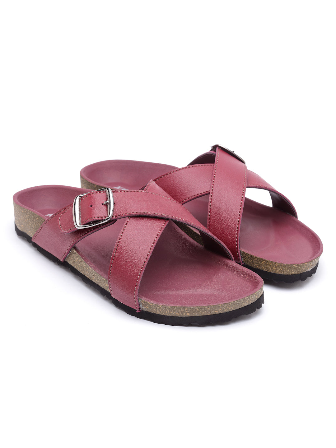 Women's Stylish Maroon Synthetic Leather Casual Sandal