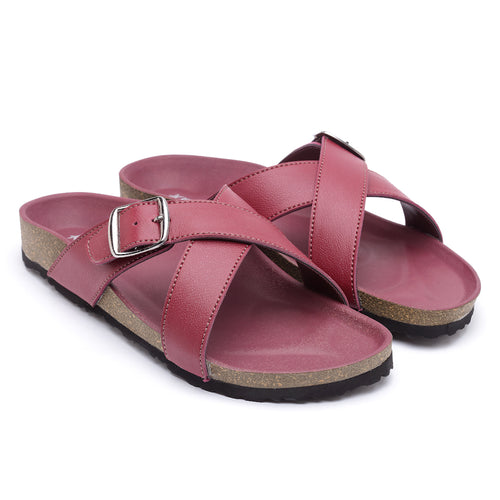 Load image into Gallery viewer, Women&#39;s Stylish Maroon Synthetic Leather Casual Sandal
