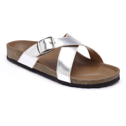 Load image into Gallery viewer, Women&#39;s Stylish Silver Synthetic Leather Casual Sandal
