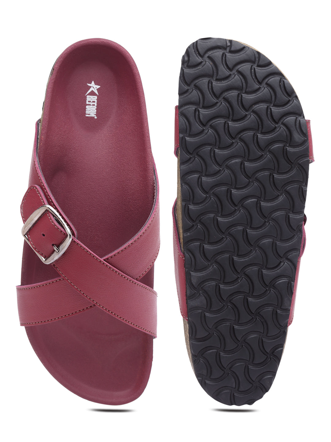 Women's Stylish Maroon Synthetic Leather Casual Sandal