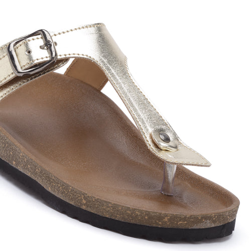 Load image into Gallery viewer, Women&#39;s Outdoor Stylish Gold Synthetic Leather Casual Sandal
