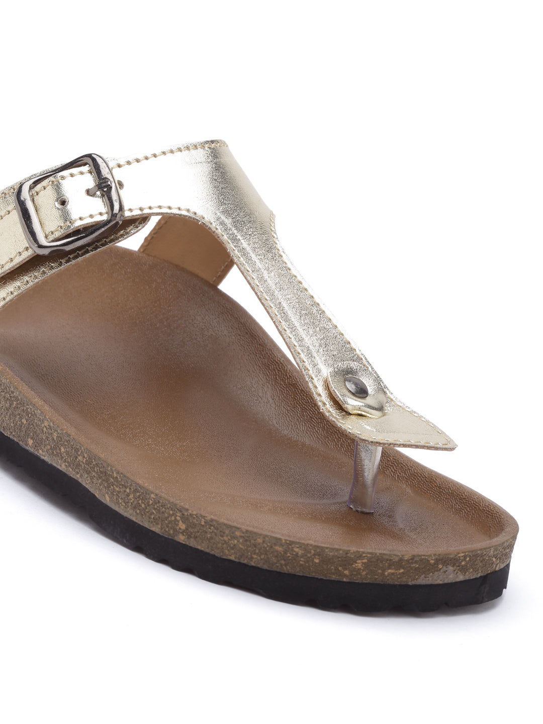 Women's Outdoor Stylish Gold Synthetic Leather Casual Sandal