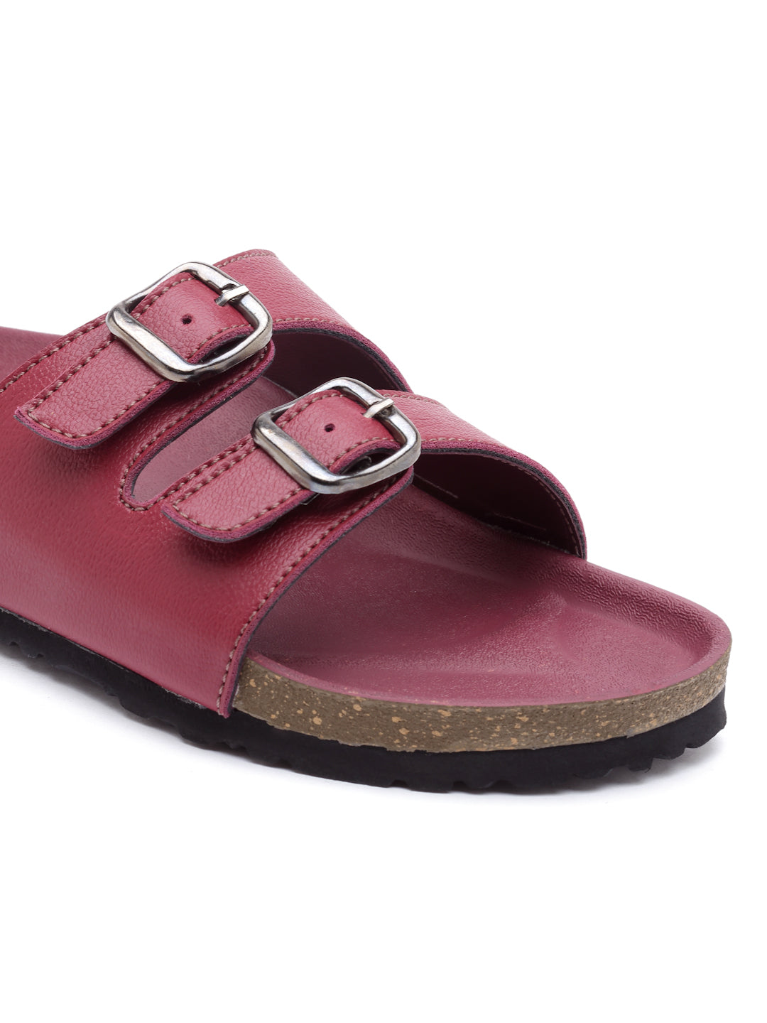 Women's Maroon Synthetic Leather Casual Sandal
