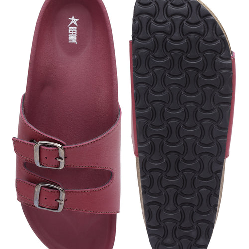 Load image into Gallery viewer, Women&#39;s Maroon Synthetic Leather Casual Sandal
