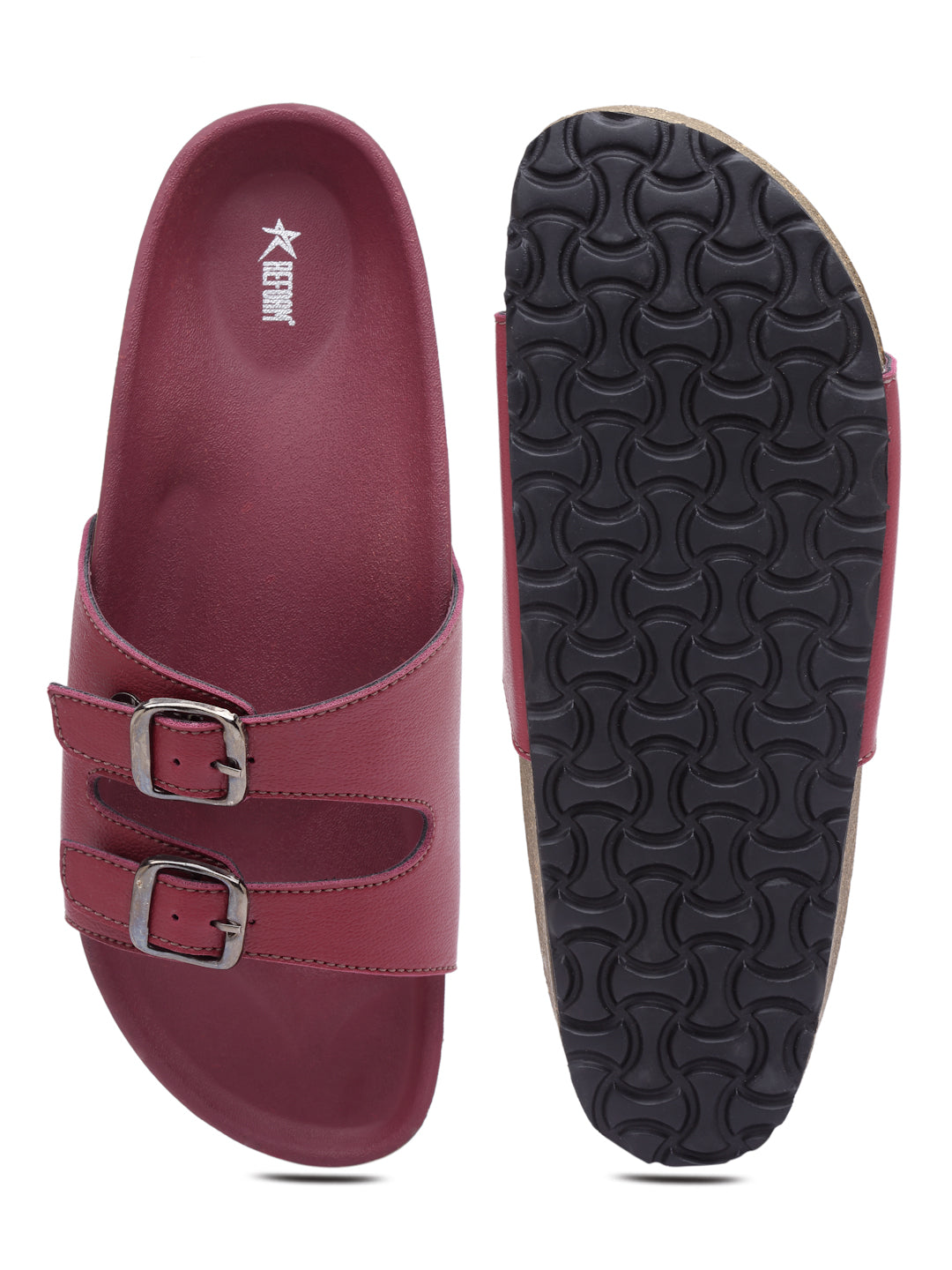 Women's Maroon Synthetic Leather Casual Sandal