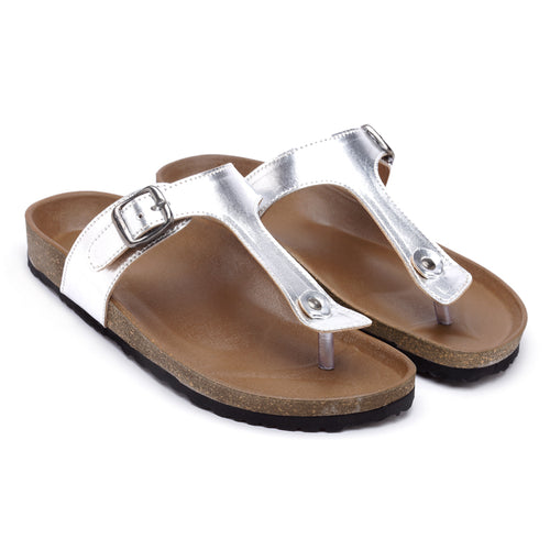 Load image into Gallery viewer, Women&#39;s Outdoor Stylish Silver Synthetic Leather Casual Sandal
