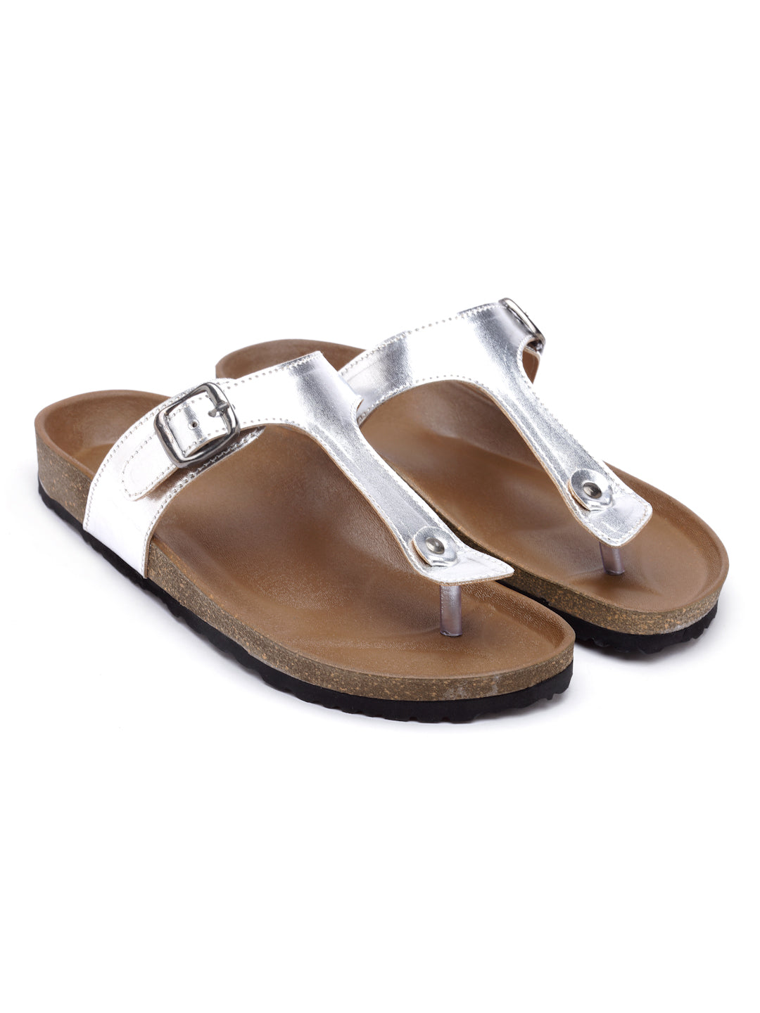 Women's Outdoor Stylish Silver Synthetic Leather Casual Sandal