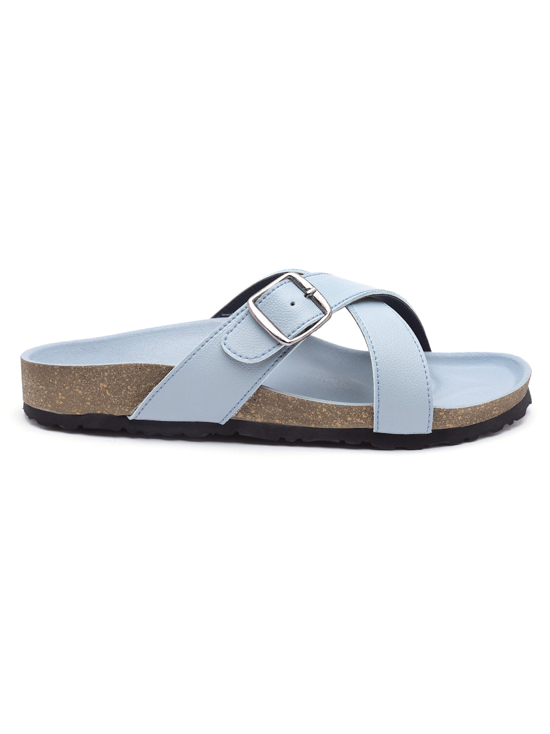 Women's Stylish Powder-Blue Synthetic Leather Casual Sandal