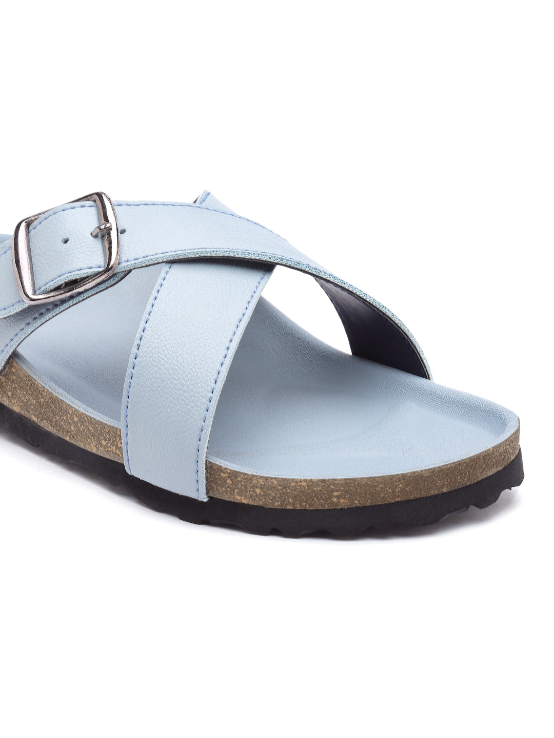 Women's Stylish Powder-Blue Synthetic Leather Casual Sandal