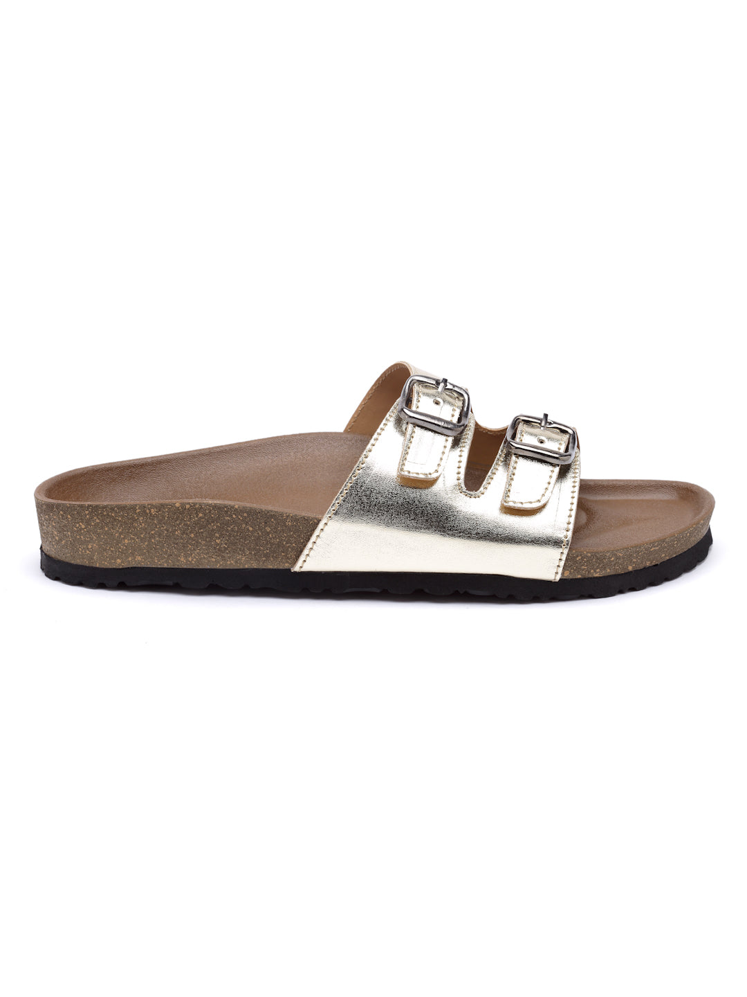 Women's Gold Synthetic Leather Casual Sandal