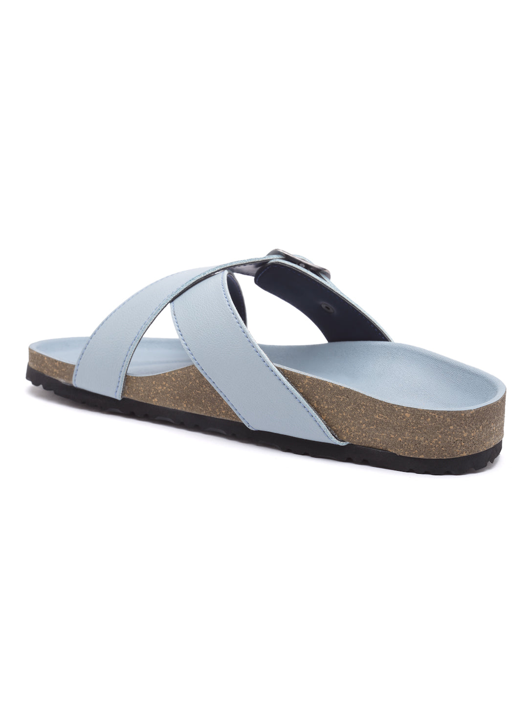 Women's Stylish Powder-Blue Synthetic Leather Casual Sandal