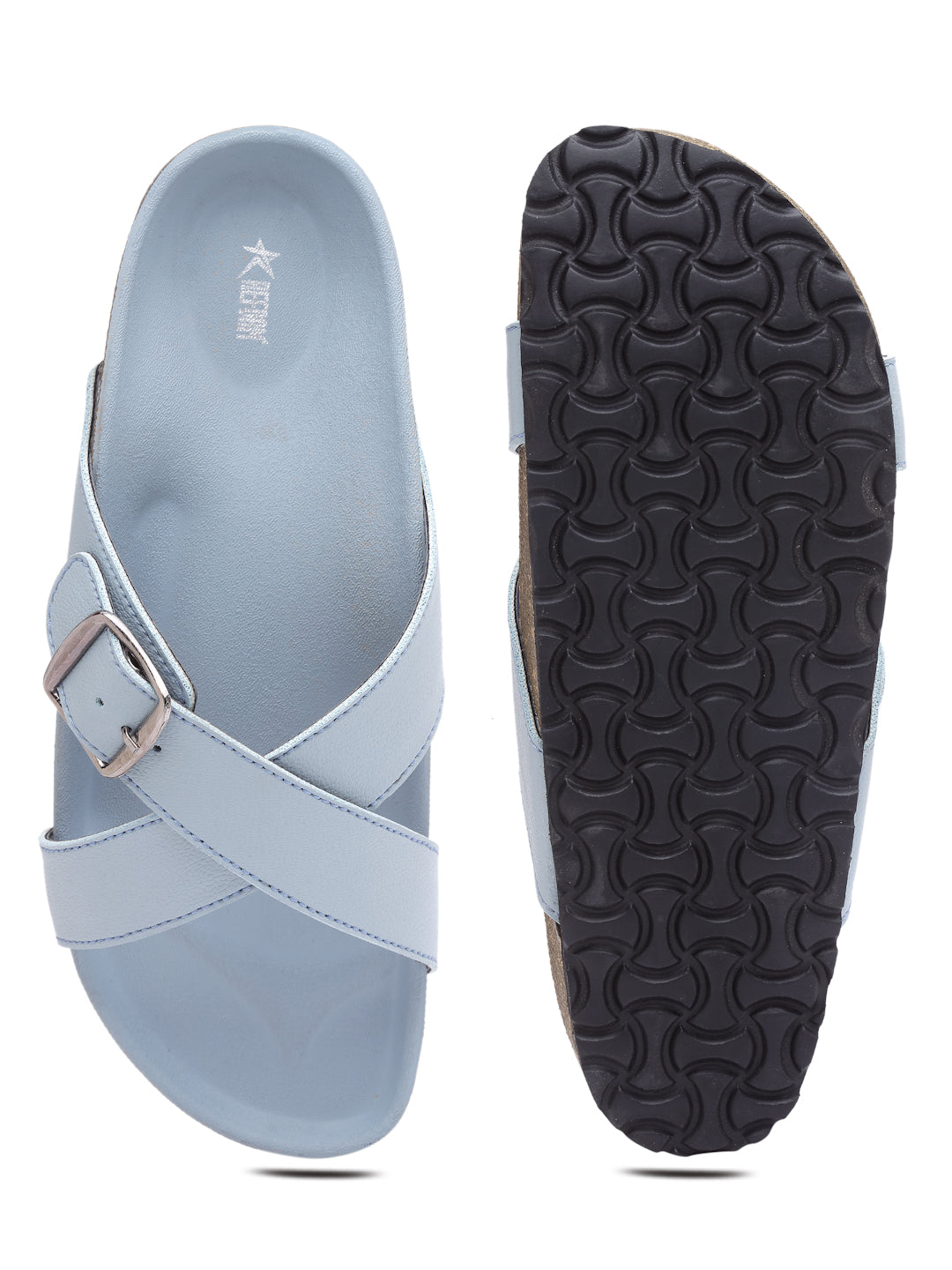 Women's Stylish Powder-Blue Synthetic Leather Casual Sandal