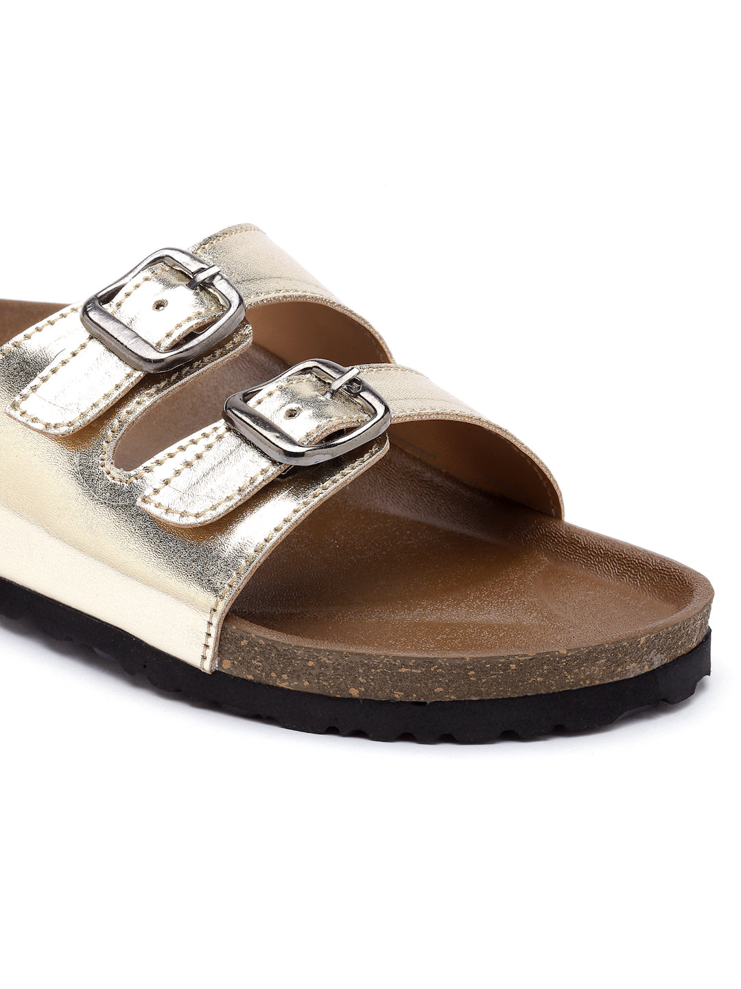 Women's Gold Synthetic Leather Casual Sandal