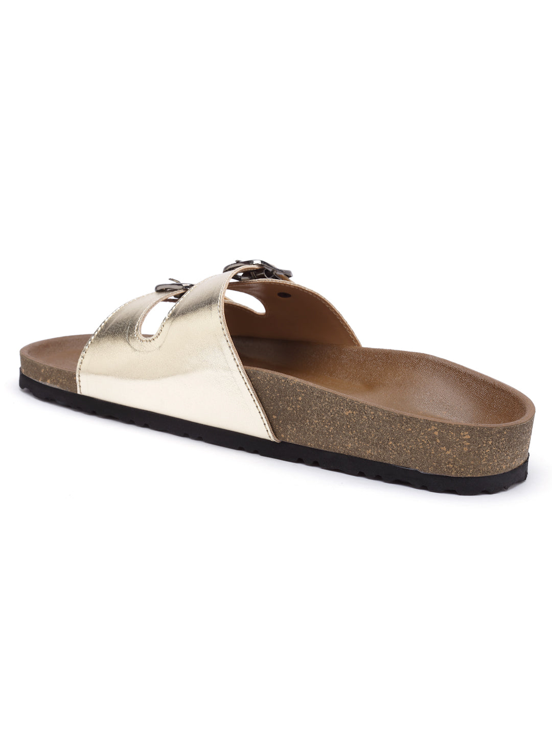 Women's Gold Synthetic Leather Casual Sandal