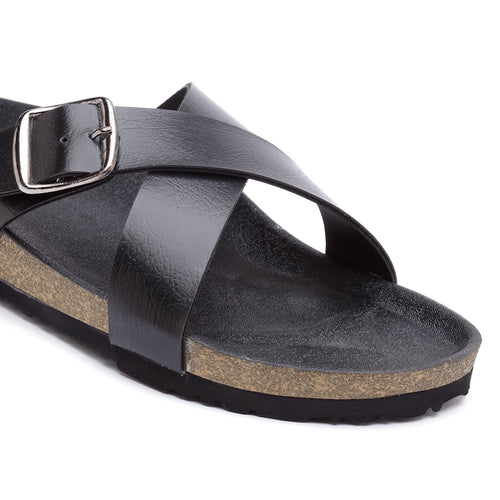 Load image into Gallery viewer, Women&#39;s Stylish Black Synthetic Leather Casual Sandal
