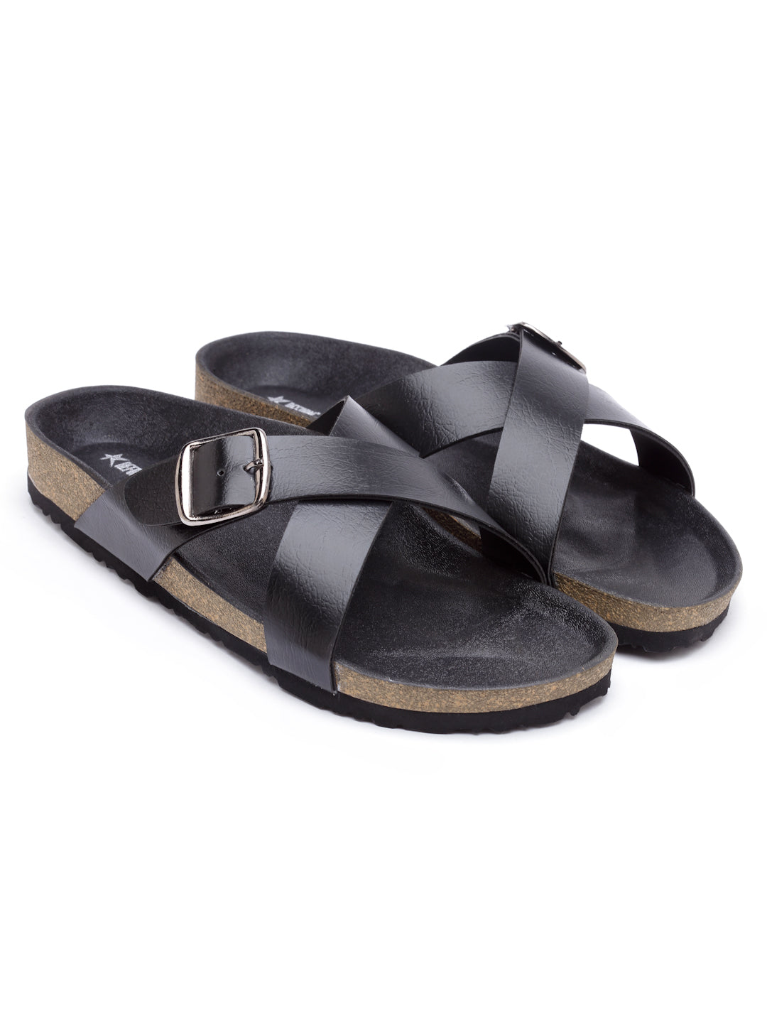 Women's Stylish Black Synthetic Leather Casual Sandal