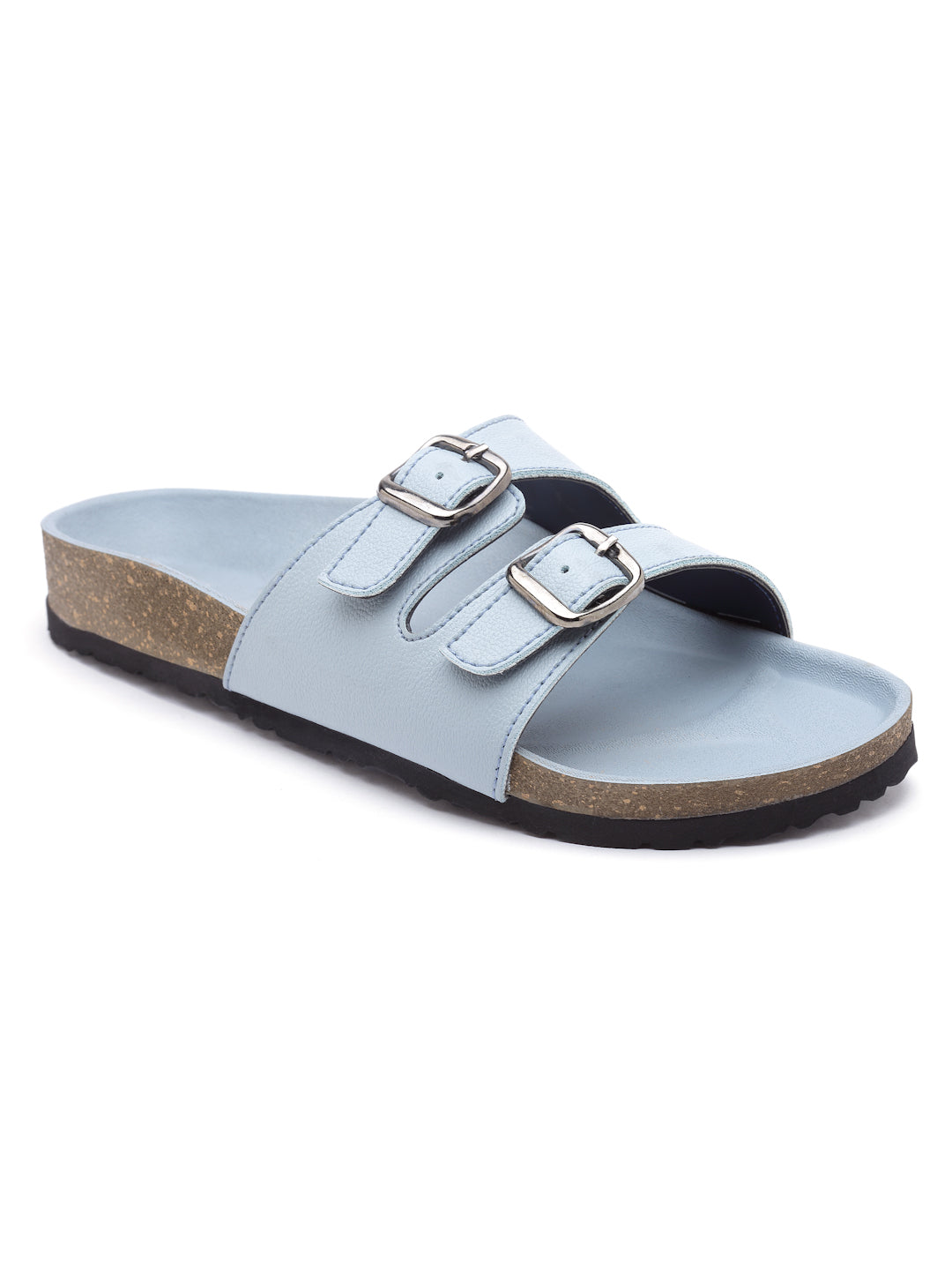 Women's Powder-Blue Synthetic Leather Casual Sandal