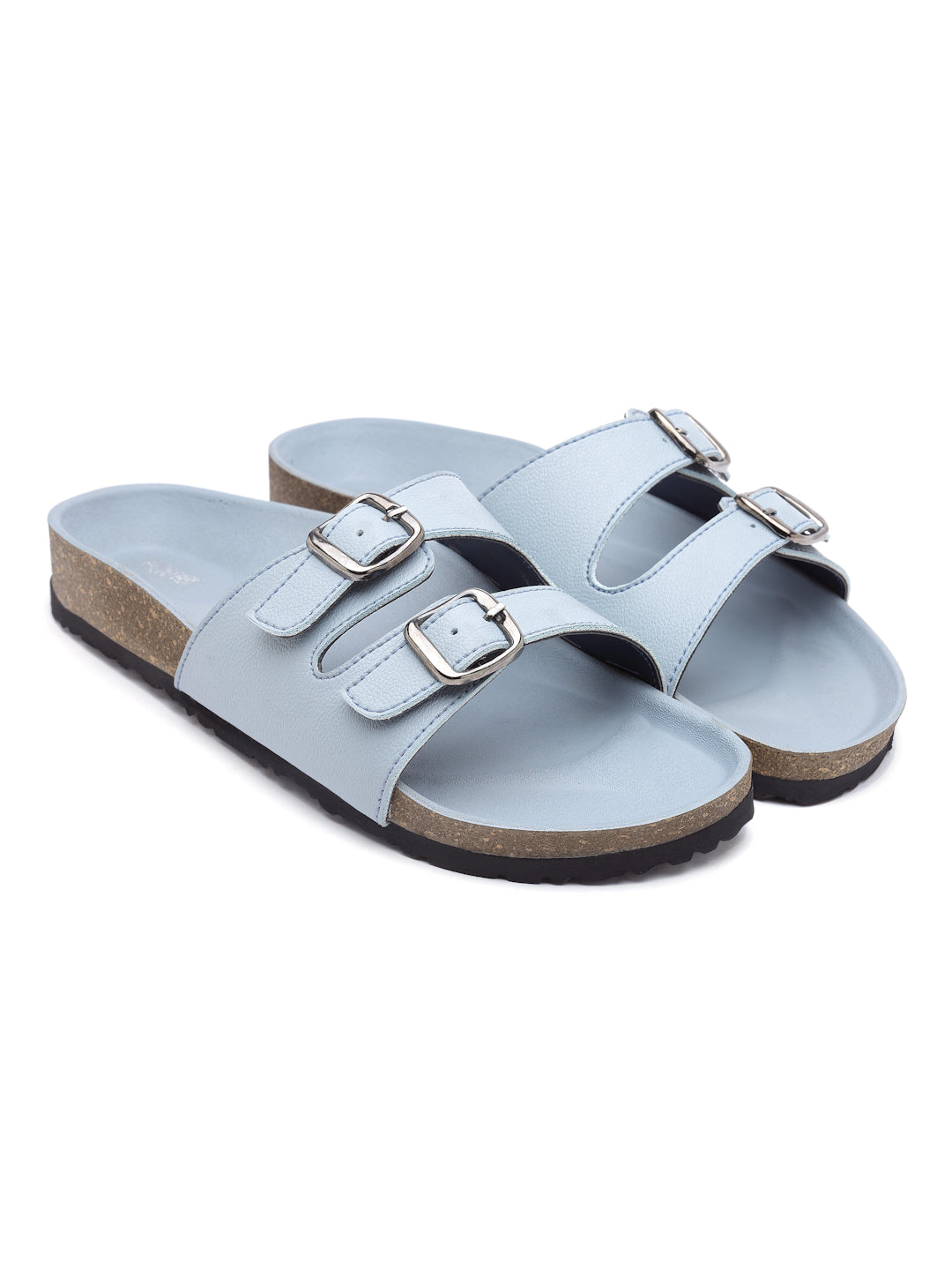 Women's Powder-Blue Synthetic Leather Casual Sandal