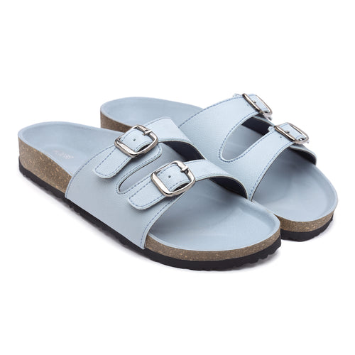 Load image into Gallery viewer, Women&#39;s Powder-Blue Synthetic Leather Casual Sandal
