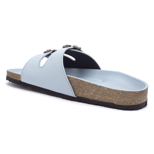 Load image into Gallery viewer, Women&#39;s Powder-Blue Synthetic Leather Casual Sandal
