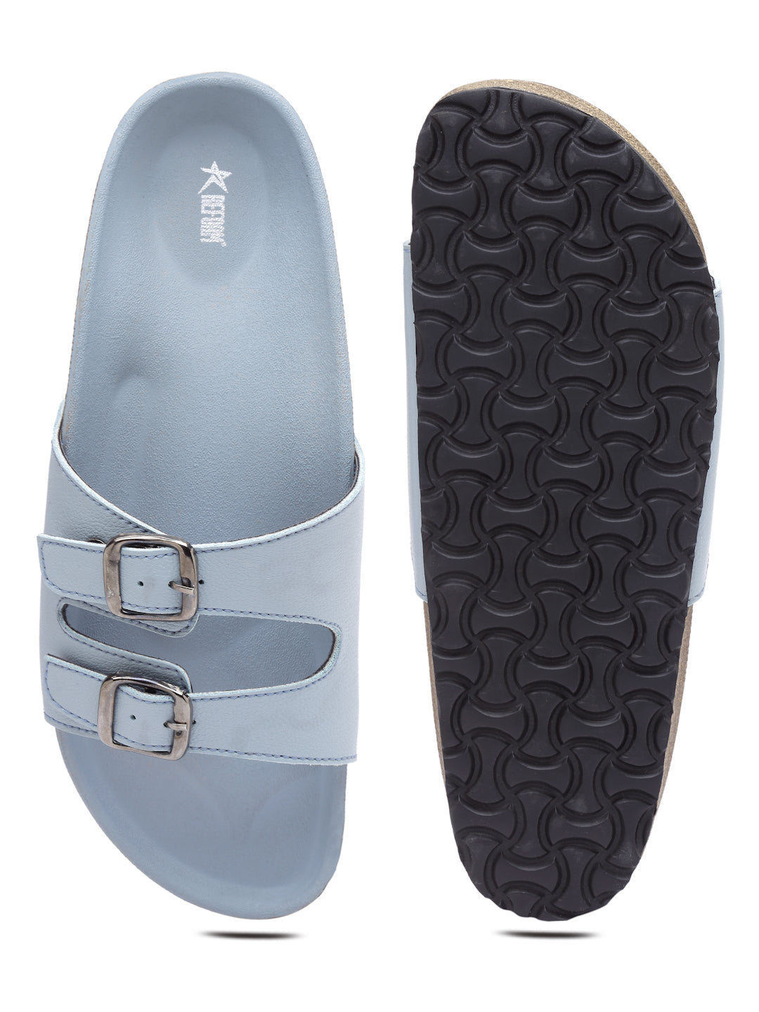 Women's Powder-Blue Synthetic Leather Casual Sandal