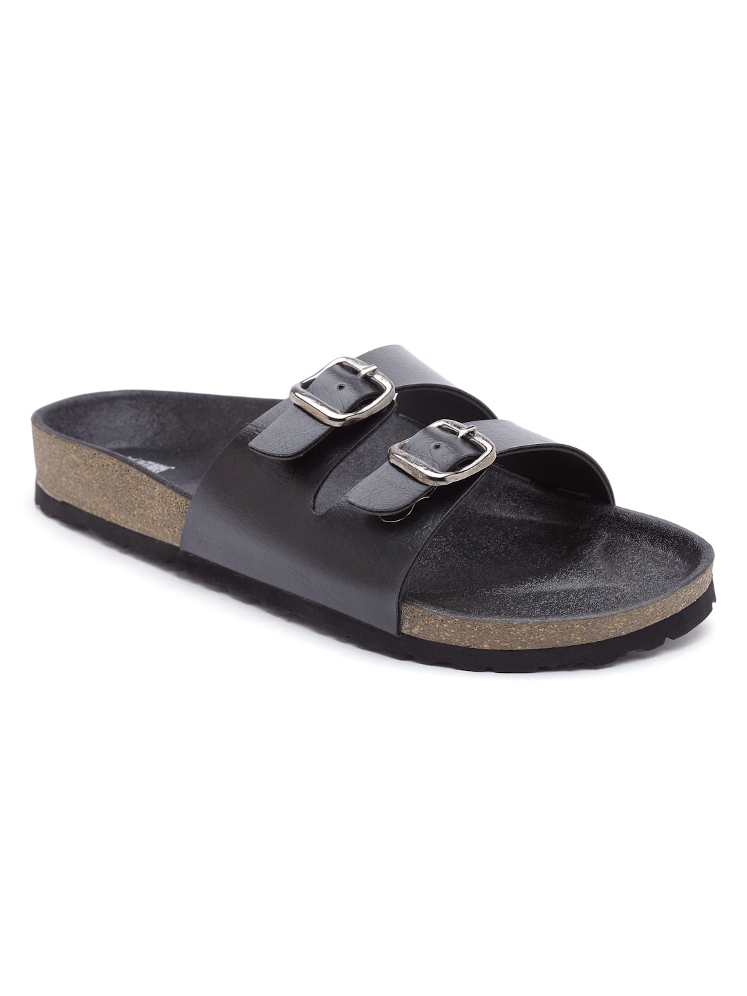 Women's Black Synthetic Leather Casual Sandal