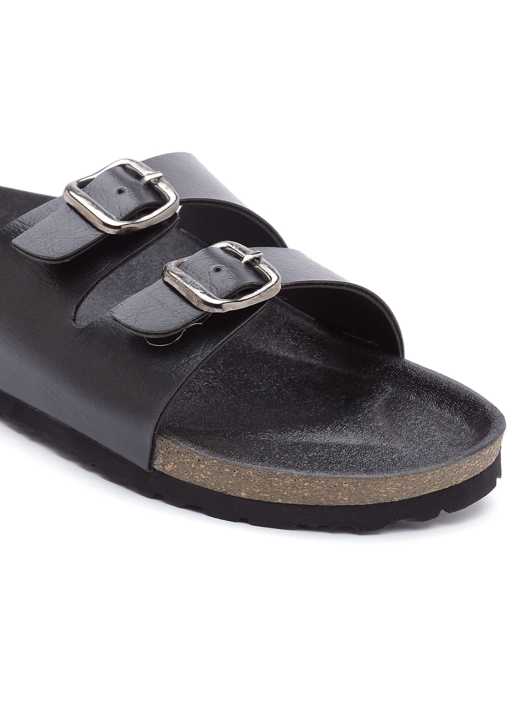 Women's Black Synthetic Leather Casual Sandal