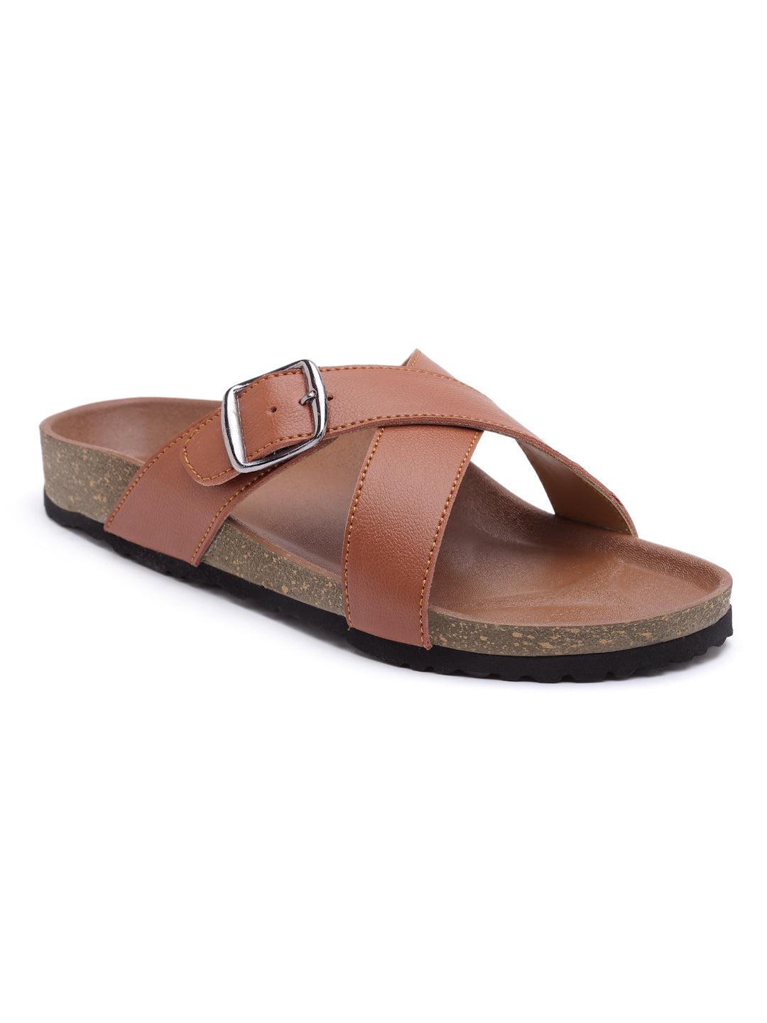 Women's Stylish Light Brown Synthetic Leather Casual Sandal