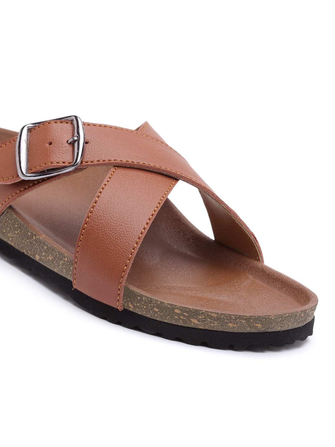 Women's Stylish Light Brown Synthetic Leather Casual Sandal