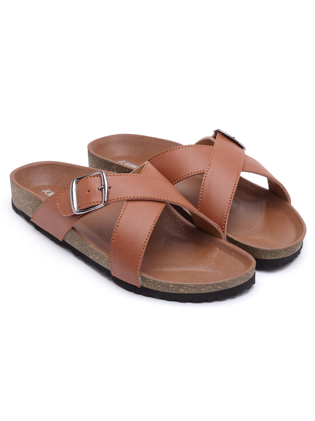 Women's Stylish Light Brown Synthetic Leather Casual Sandal