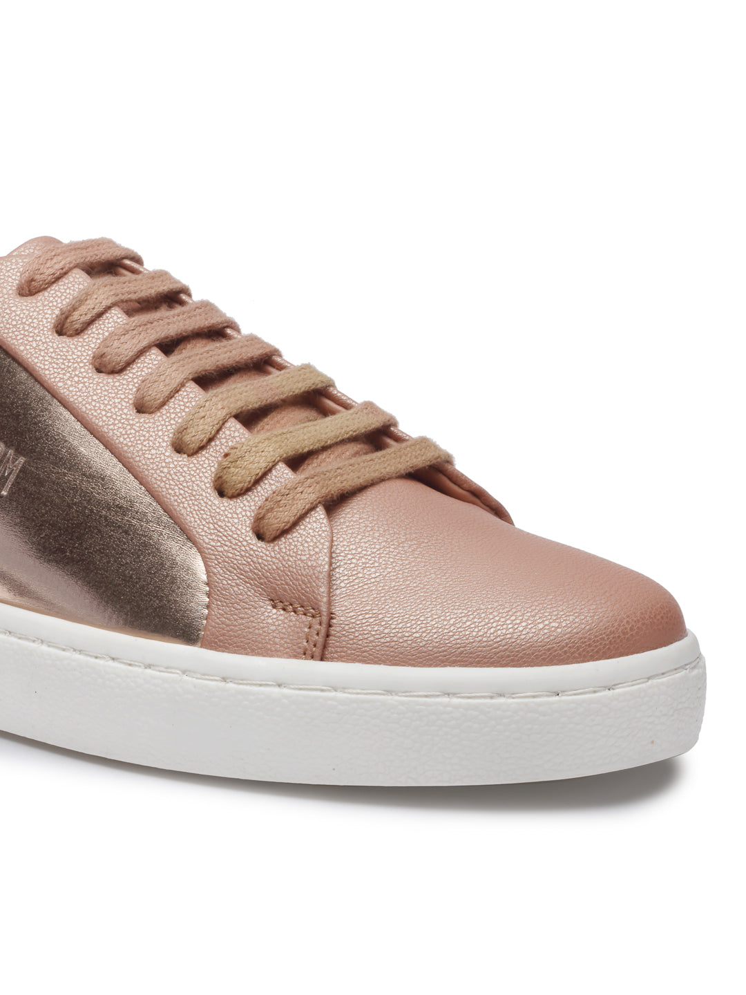 Women's Rose-Pink Synthetic Leather Lace up Casual Sneaker