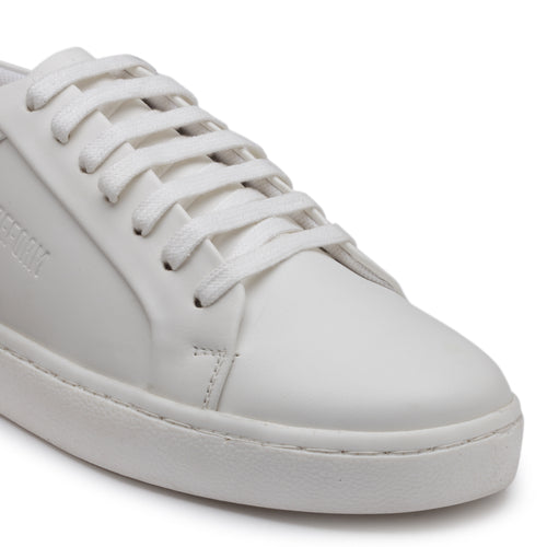 Load image into Gallery viewer, Women&#39;s White Synthetic Leather Lace up Casual Sneaker
