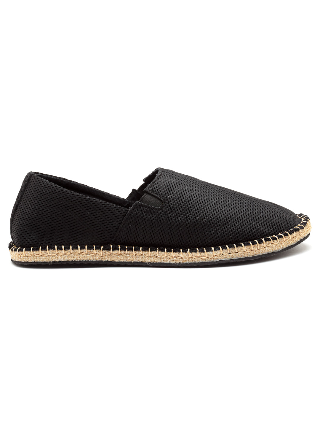 Black Textile Comfortable Slip On Casual Shoes | Espadrilles