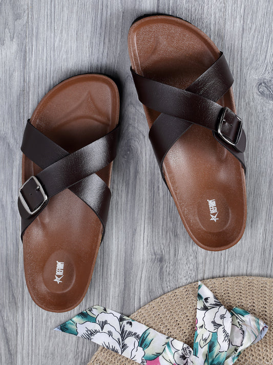 Women's Stylish Brown Synthetic Leather Casual Sandal