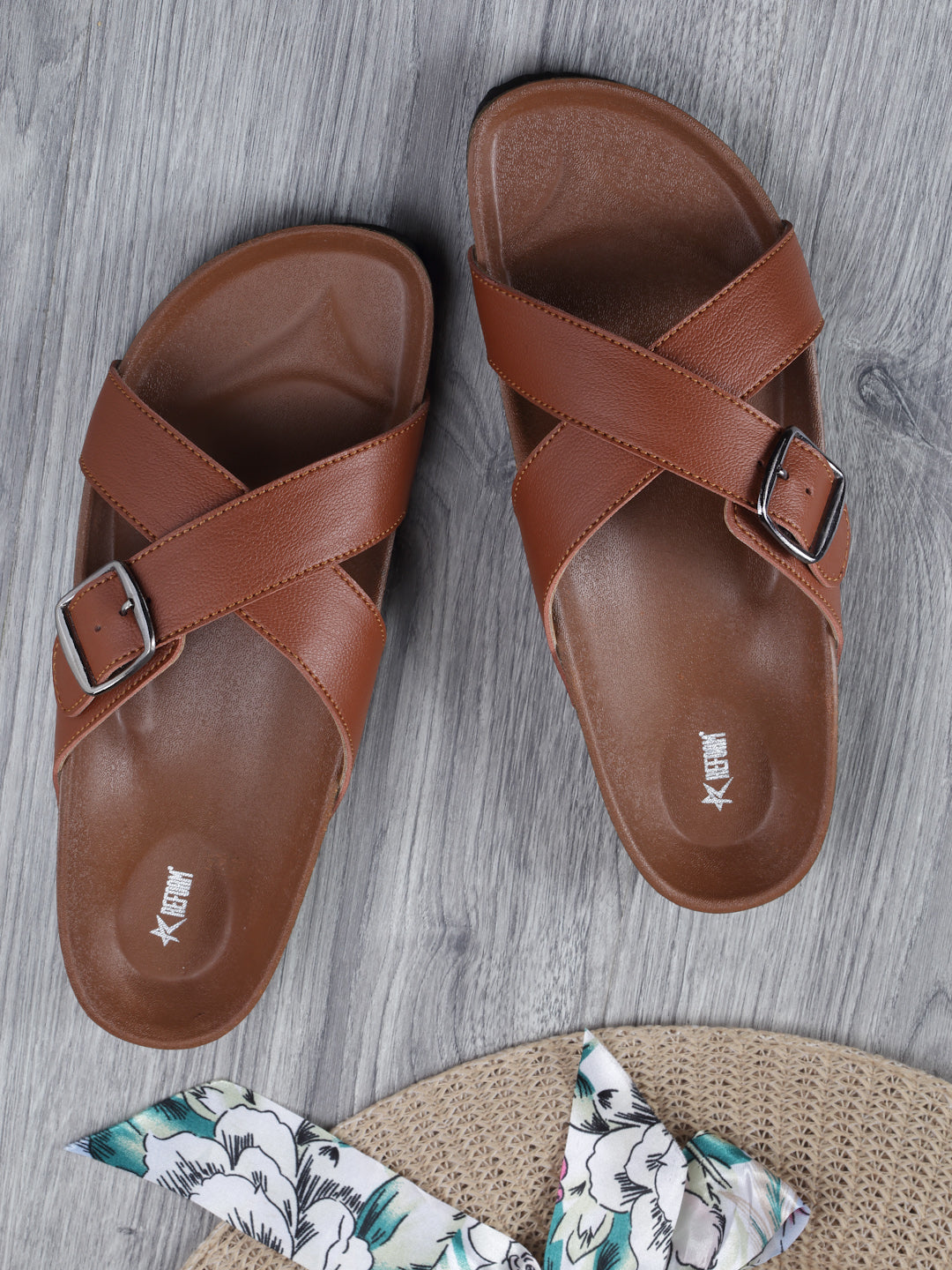 Women's Stylish Light Brown Synthetic Leather Casual Sandal